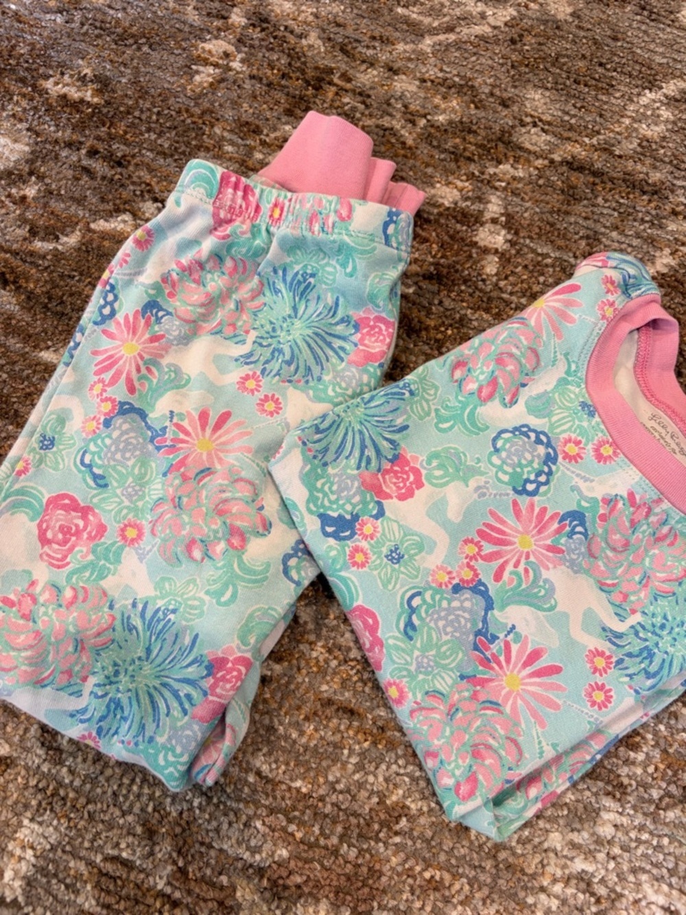 Lily Pulitzer Pottery Barn Kids Blue Pink Floral Pajama Set Size 6 - Picture 6 of 6